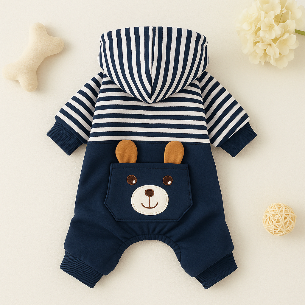Striped Dog Hoodie Winter Outfit Pet Essentials-11