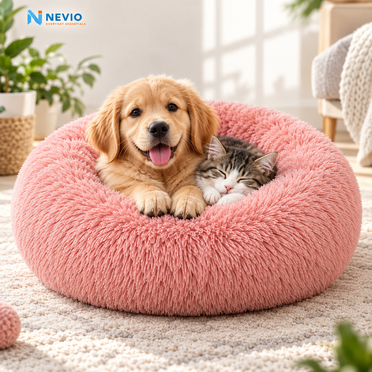 NEVIO™ — Calming Donut Pet Bed Pet Essentials-11