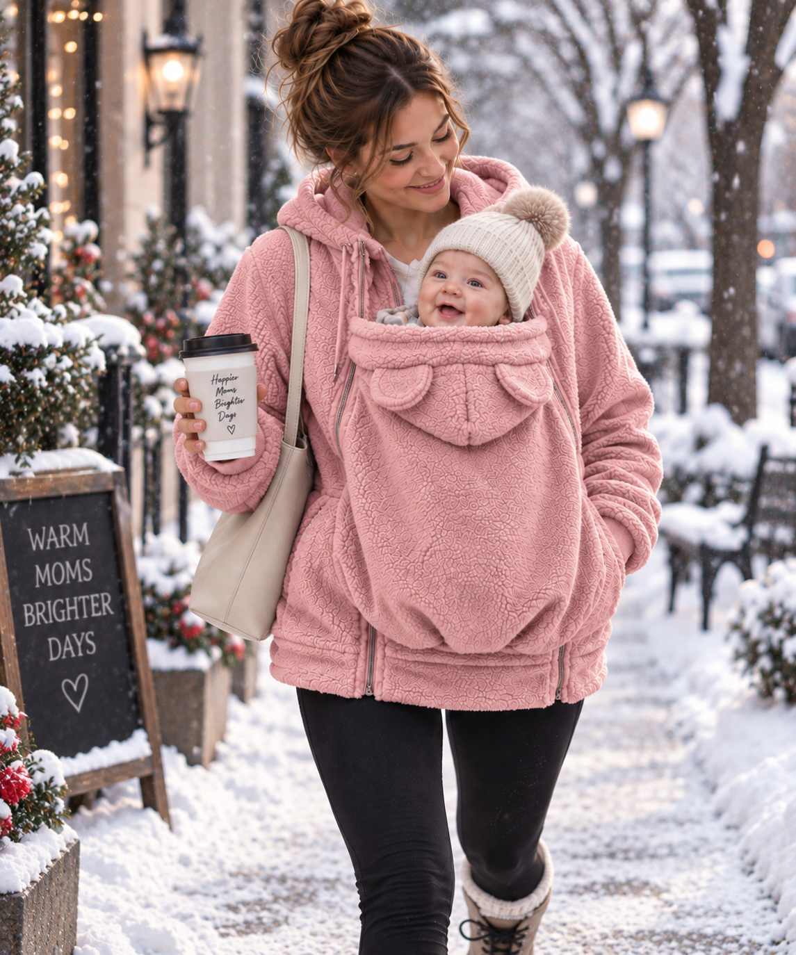 Nevio 2-in-1 Maternity & Babywearing Fleece Jacket – Cozy Pregnancy & Baby Carrier Coat Nevio