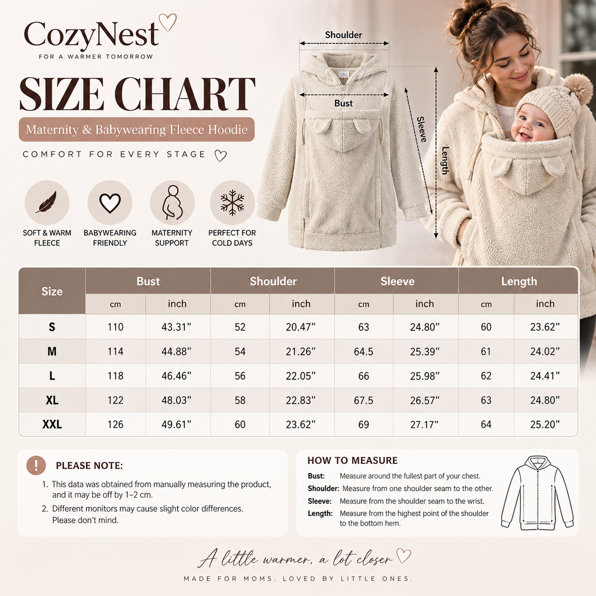 Nevio 2-in-1 Maternity & Babywearing Fleece Jacket – Cozy Pregnancy & Baby Carrier Coat Nevio