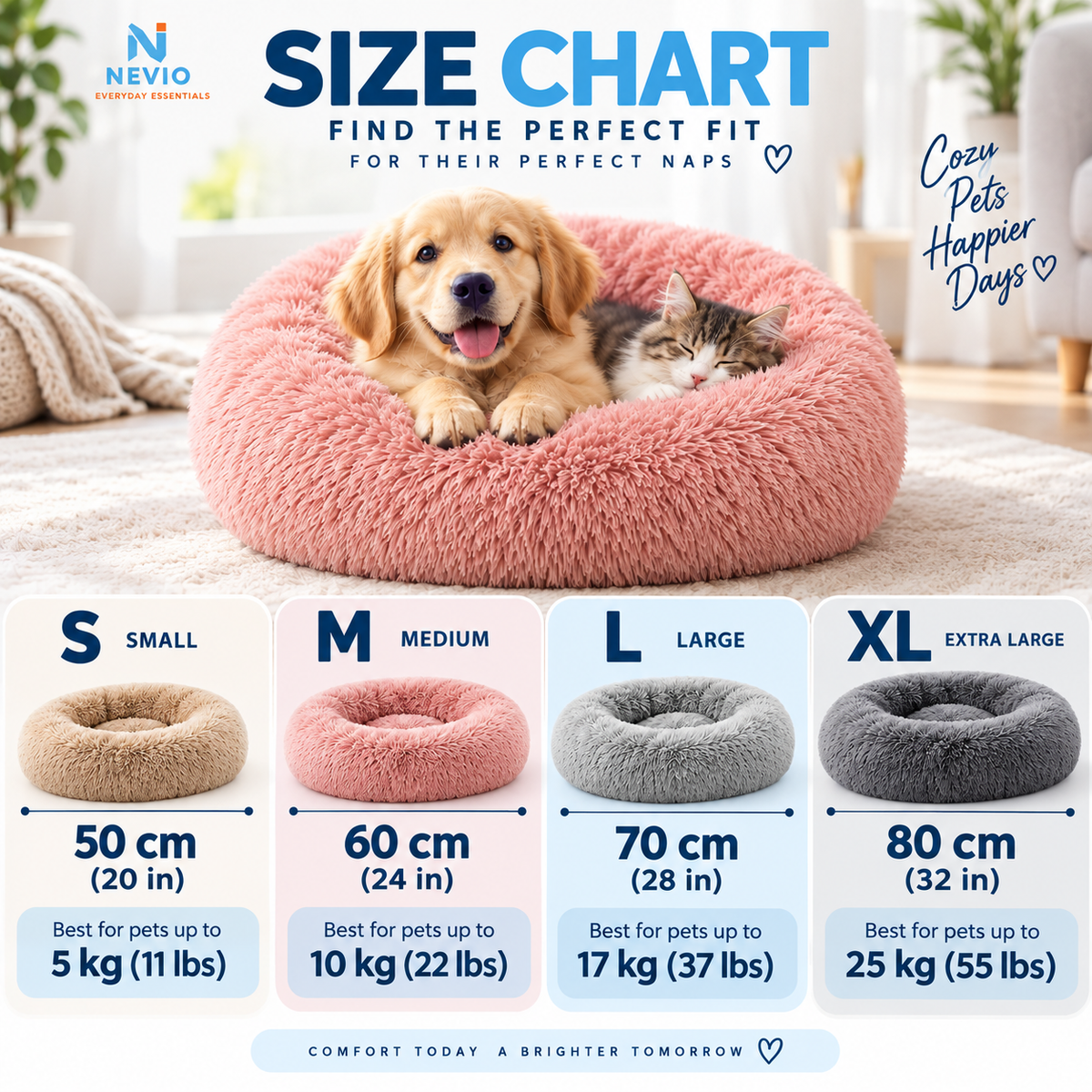 NEVIO™ — Calming Donut Pet Bed Pet Essentials-11