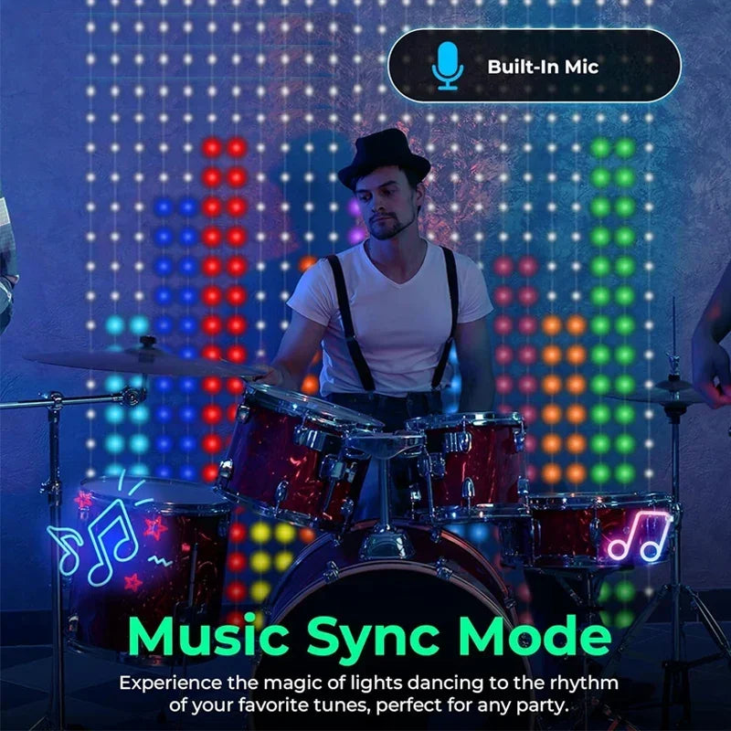 1/2PCS Smart LED Curtain Lights LED Fairy Lights App Control Music Sync DIY Pattern Waterproof for Indoor Outdoor Party Decor Nevio